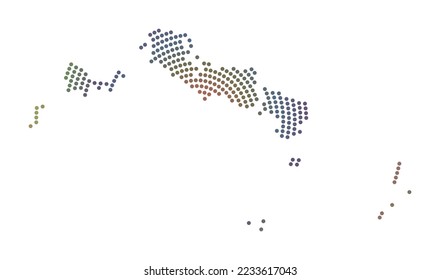 Mapa de las Islas Turcas y Caicos. Forma de estilo digital de las Islas Turcas y Caicos. Icono tecnológico de la isla con puntos degradados. Ilustración vectorial limpia.