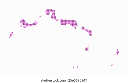 Turks and Caicos Islands dotted map. Digital style map of the country on white background. Turks and Caicos Islands shape with circle dots. Colored dots style. Small size circles.