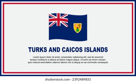 Plantilla De Diseño De Fondo Del Resumen De La Bandera De Las Islas Turcas Y Caicos. Ilustración de vectores de medios sociales en el Día de la Independencia de las Islas Turcas y Caicos. Banner