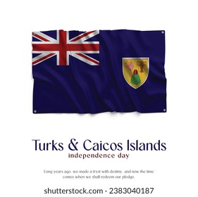 Turks and Caicos Islands Flag, Celebrating Independence Day. Abstract waving flag on white background Country Flag.