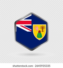 Ícone da Bandeira das Ilhas Turks e Caicos em Forma de Hexágono.