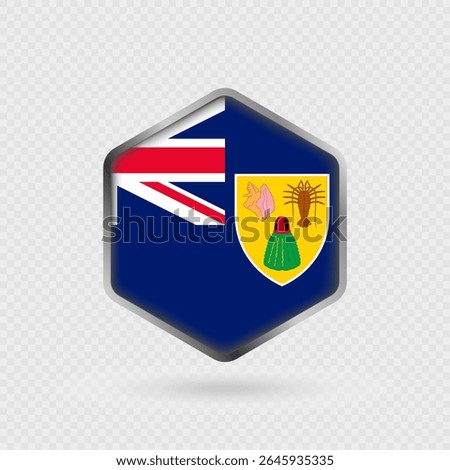 Turks and Caicos Islands Flag Icon in Hexagon Shape.