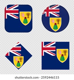 Turks and Caicos Islands Flag Icons Pack. Vector illustration.