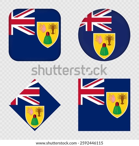 Turks and Caicos Islands Flag Icons Pack. Vector illustration.