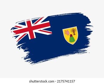 Turks and Caicos Islands flag made in textured brush stroke. Patriotic country flag on white background