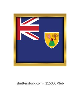Turks and Caicos Islands Flag Vector Square Icon - Illustration. Abstract concept, icon,golden square, button. Raster illustration on white background.