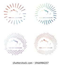 Islas Turcas y Caicos bajo puesta de sol de polígono. Logo de la isla en estilo geométrico poligonal. Ilustración vectorial.