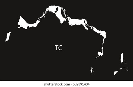 Turks and Caicos Islands Map black and white illustration