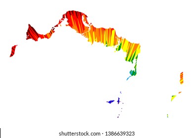 Turks and Caicos Islands - map is designed rainbow abstract colorful pattern, Caicos Islands and  Turks Islands (TCI, British Overseas Territory) map made of color explosion,