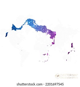 Turks and Caicos Islands map in geometric wireframe blue with purple polygonal style gradient graphic on white background. Vector Illustration Eps10.