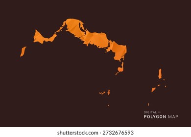 Turks and Caicos Islands Map - low poly polygon vector, geometric triangulated silhouette in orange and dark brown tones, clean modern infographic style, isolated background.