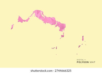 Turks and Caicos Islands Map - Low poly polygon map design in soft pink pastel gradient on beige background, modern minimal geometric style, clean digital vector illustration.