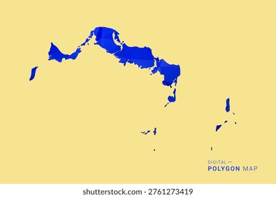 Turks and Caicos Islands Map - Low poly polygon map in deep blue gradient on soft beige background, modern minimal geometric design, clean abstract vector illustration with faceted triangulated style.
