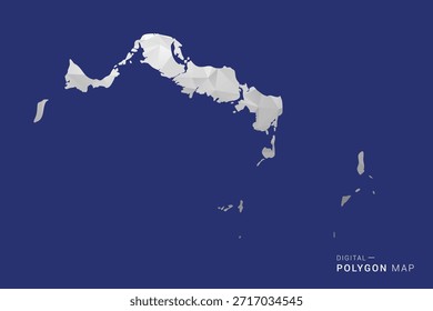 Mapa de las Islas Turcas y Caicos - Ilustración vectorial de estilo de mapa blanco y negro polígono, diseño geométrico de bajo poli, aislado sobre fondo azul.