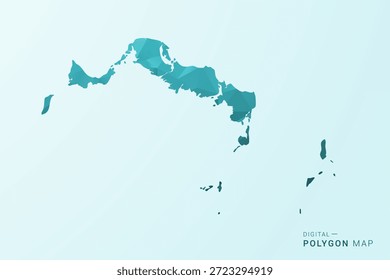 Mapa de las Islas Turcas y Caicos - Ilustración vectorial de estilo polígono en diseño geométrico azul-verde verde azulado bajo poli, silueta minimalista moderna.