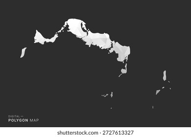 Turks and Caicos Islands Map - Polygon style vector illustration in black, gray and white low poly geometric design, minimal silhouette, isolated for infographic.