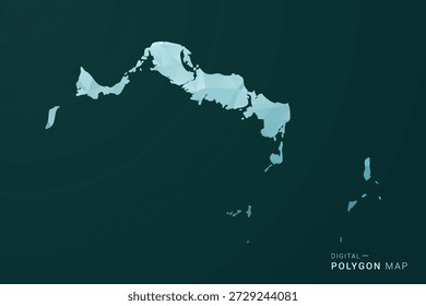 Mapa de las Islas Turcas y Caicos - Ilustración vectorial de estilo polígono en diseño geométrico de bajo poli verde y azul, silueta mínima limpia para infografía.
