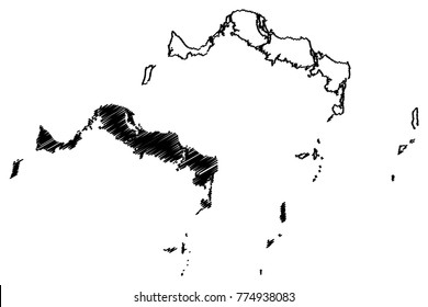 Turks and Caicos Islands map vector illustration, scribble sketch Turks and Caicos 