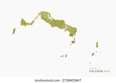 Turks and Caicos Islands polygon map vector illustration in low poly geometric style, soft pastel colors with Olive green, clean silhouette on solid background, ideal for infographic.