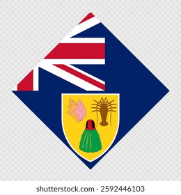 Turks and Caicos Islands rhombus flag. Vector illustration.