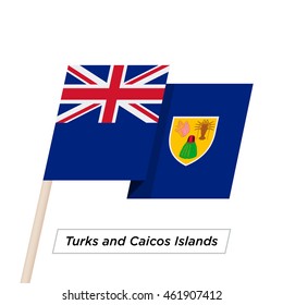 Turks and Caicos Islands Ribbon Waving Flag Isolated on White. Vector Illustration. Turks and Caicos Islands Flag with Sharp Corners