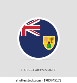 Islas Turcas Caicos Icono de bandera redonda con sombra.