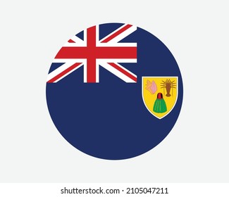 Turks and Caicos Islands Round Flag. TCI Circle Flag. British Overseas Territory UK United Kingdom Circular Shape Button Banner. EPS Vector Illustration. svg