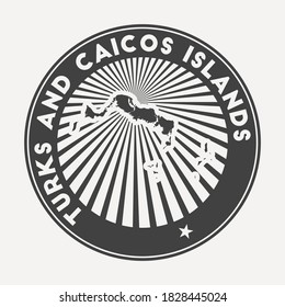 Turks and Caicos Islands round logo. Vintage travel badge with the circular name and map of island, vector illustration.