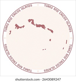 Ilhas Turks e Caicos em torno do design do logotipo. Forma de país de anéis. Texto das Ilhas Turcas e Caicos em todo o país. Ilustração de vetor.