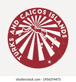 Turks and Caicos Islands stamp. Travel red rubber stamp with the map of island, vector illustration. Can be used as insignia, logotype, label, sticker or badge of the Turks and Caicos Islands.