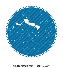Turks and Caicos Islands striped retro travel sticker. Badge with map of island, vector illustration. Can be used as insignia, logotype, label, sticker or badge of the Turks and Caicos Islands.