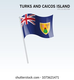 Turks and Caicos Islands waving flag isolated on gray background