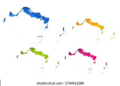 Turks and Caicos map - Set of geometric rumpled triangular low poly style gradient graphic background , polygonal design for your ,Vector eps 10.
