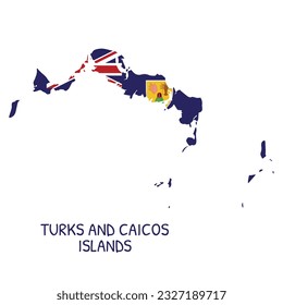 Turks and Caicos National Flag Shaped as Country Map