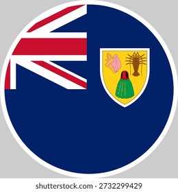 Ilustración vectorial nacional de la bandera de las Turcas y Caicos en forma de círculo, diseño de alta calidad