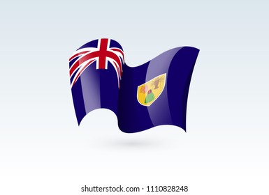 Turks and Caicos waving flag vector icon, national symbol. Flag of Turks and Caicos, fluttered in the wind - vector illustration isolated on white background.