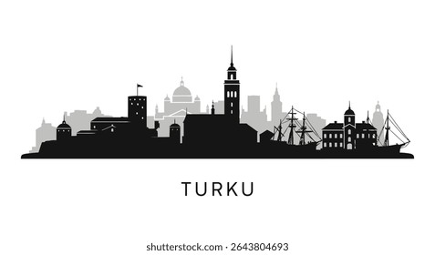 Turku Finland Skyline Vector with Cityscape.