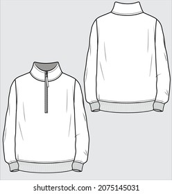 TURLE NECK HALF ZIPPER LONG SLEEVE SWEAT SHIRT FOR MEN YOUNG MEN AND TEEN BOYS IN EDITABLE VECTOR FILE