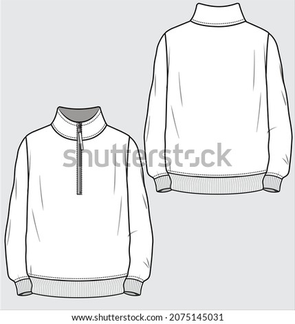 TURLE NECK HALF ZIPPER LONG SLEEVE SWEAT SHIRT FOR MEN YOUNG MEN AND TEEN BOYS IN EDITABLE VECTOR FILE