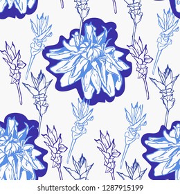 Turmeric flower vector pattern  - Shutterstock ID 1287915199
