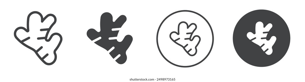 Turmeric root icon Flat logo set collection