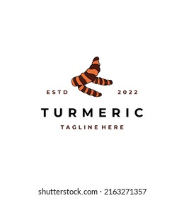 Turmeric root logo. Herbal logo design vector Illustration