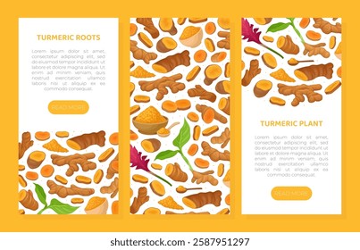 Turmeric Root Nature Spice and Plant Banner Design Vector Template