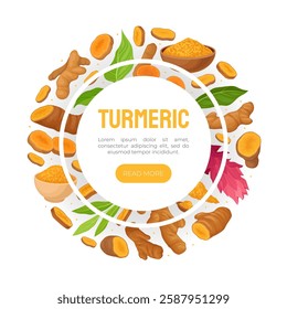 Turmeric Root Nature Spice and Plant Banner Design Vector Template