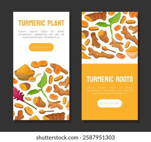 Turmeric Root Nature Spice and Plant Banner Design Vector Template