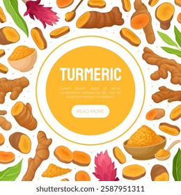 Turmeric Root Nature Spice and Plant Banner Design Vector Template