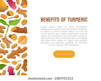 Turmeric Root Nature Spice and Plant Banner Design Vector Template