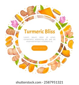 Turmeric Root Nature Spice and Plant Banner Design Vector Template