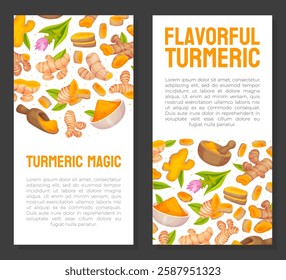 Turmeric Root Nature Spice and Plant Banner Design Vector Template