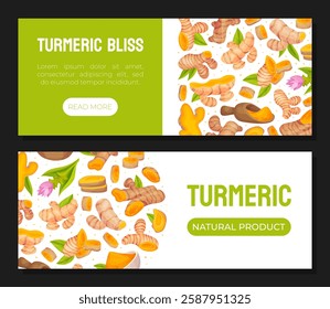 Turmeric Root Nature Spice and Plant Banner Design Vector Template